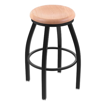 Holland Bar Stool Co 30" Swivel Bar Stool, Black Wrinkle, Nat Oak Seat X802